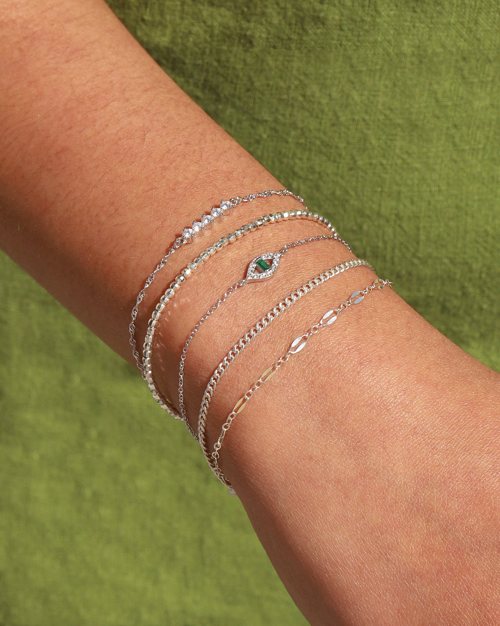 Quiet Icon-Emerald Cut Evil Eye Bracelet-Bracelets-Blue Ruby Jewellery-Vancouver Canada