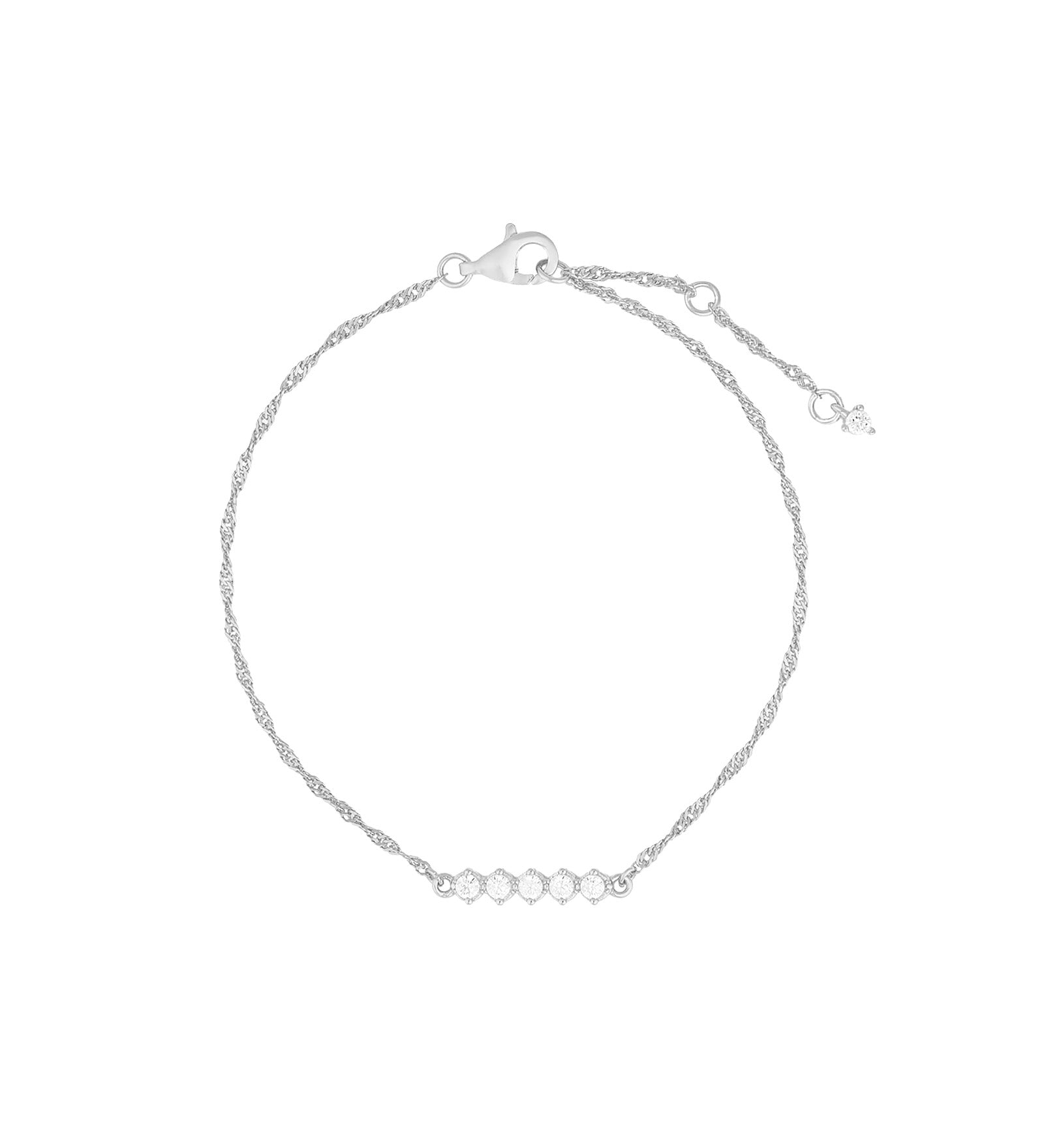 Quiet Icon-Twist Chain CZ Bracelet-Bracelets-Rhodium Plated Sterling Silver, Cubic Zirconia-Blue Ruby Jewellery-Vancouver Canada