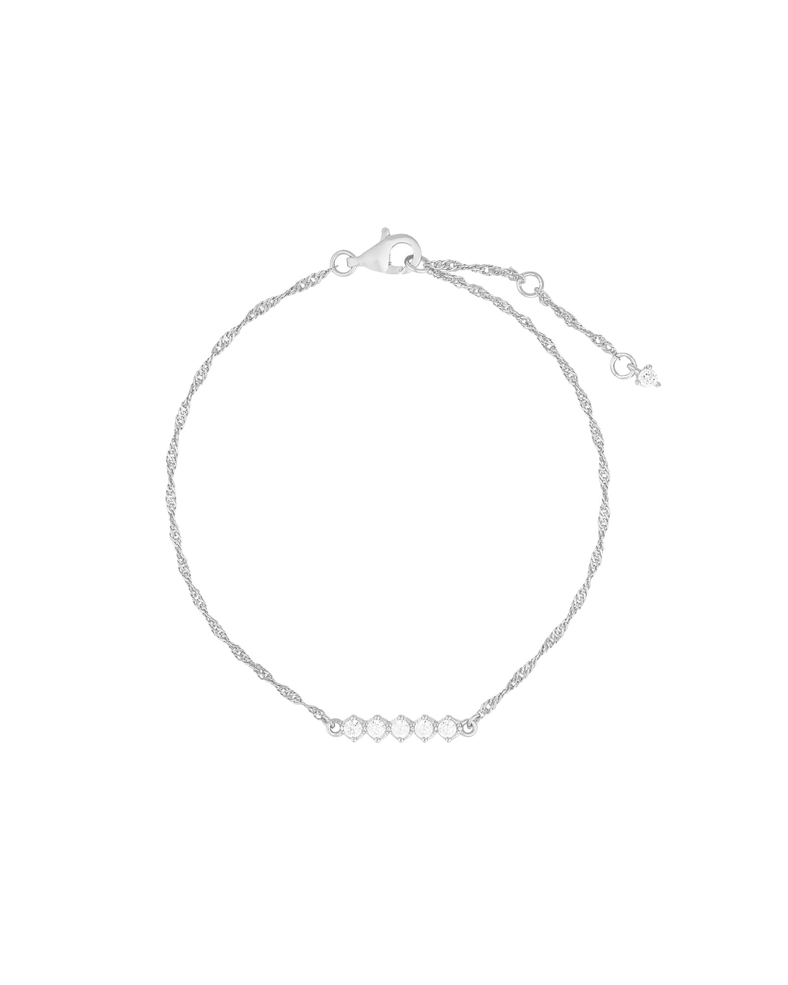 Quiet Icon-Twist Chain CZ Bracelet-Bracelets-Rhodium Plated Sterling Silver, Cubic Zirconia-Blue Ruby Jewellery-Vancouver Canada