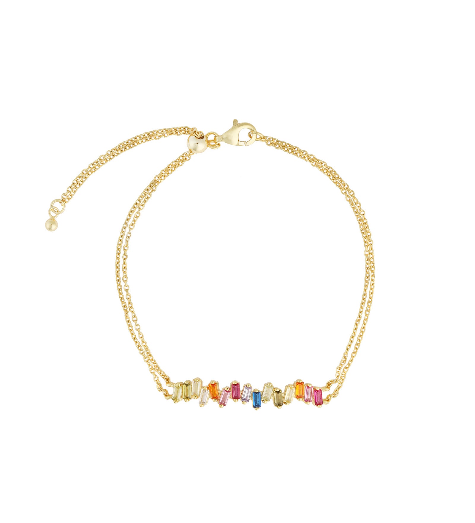 Quiet Icon-Baguette Bar Bracelet-Bracelets-14k Gold Vermeil, Cubic Zirconia-Blue Ruby Jewellery-Vancouver Canada