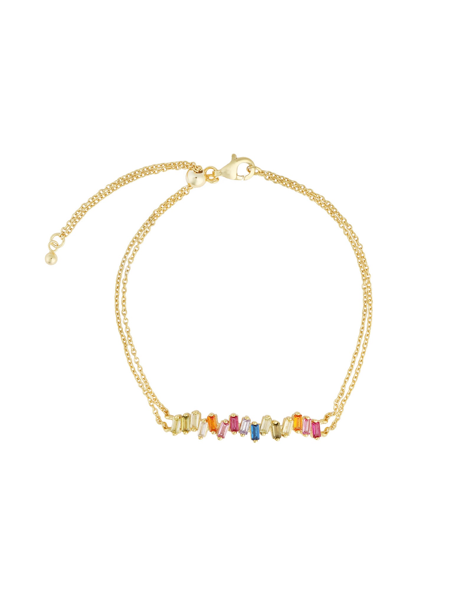 Quiet Icon-Baguette Bar Bracelet-Bracelets-14k Gold Vermeil, Cubic Zirconia-Blue Ruby Jewellery-Vancouver Canada