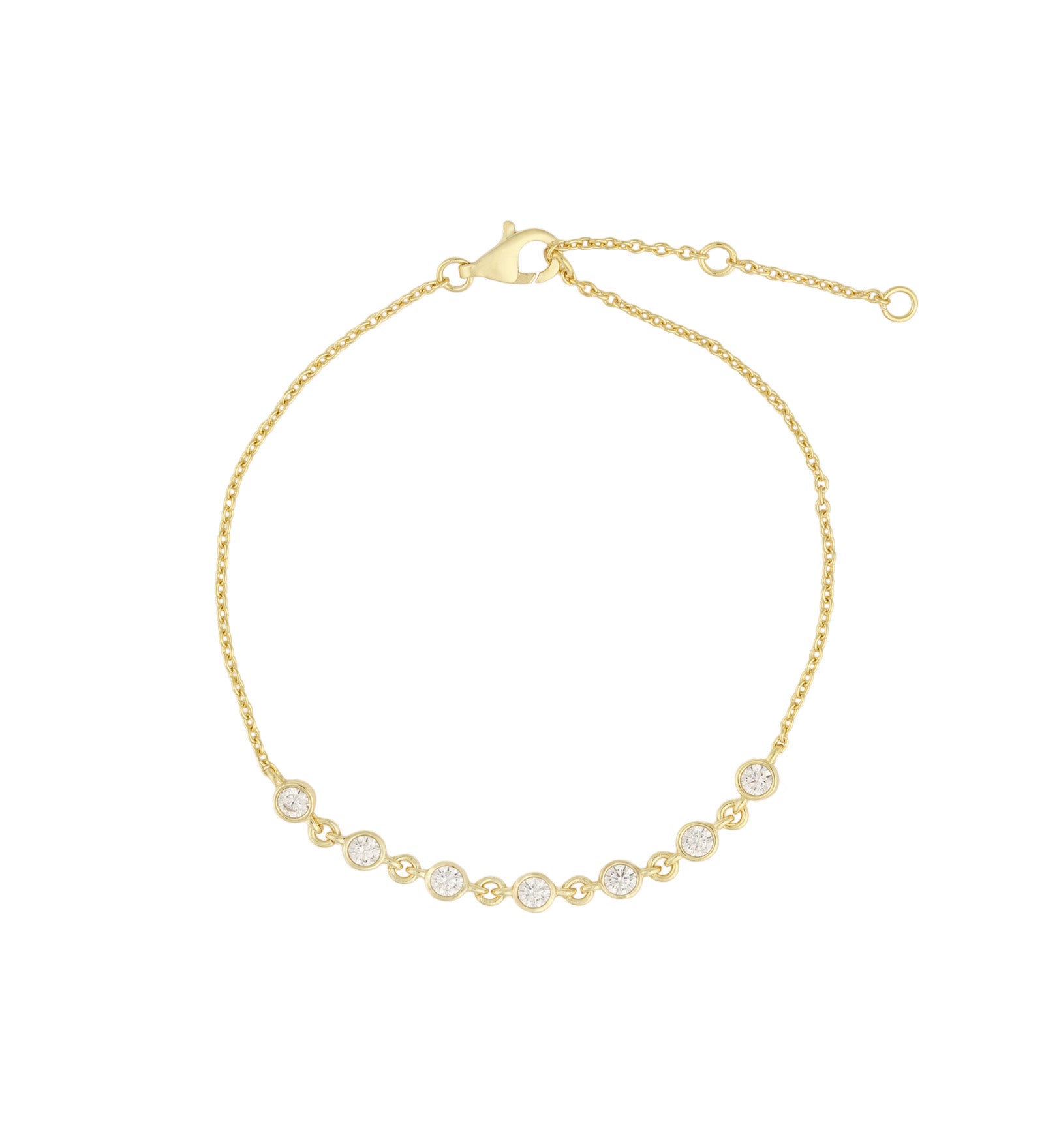 Quiet Icon-Seven Bezel CZ Bracelet-Bracelets-14k Gold Vermeil, Cubic Zirconia-Blue Ruby Jewellery-Vancouver Canada