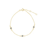 Quiet Icon-Evil Eye Station Bracelet-Bracelets-14k Gold Vermeil, Cubic Zirconia-Blue Ruby Jewellery-Vancouver Canada