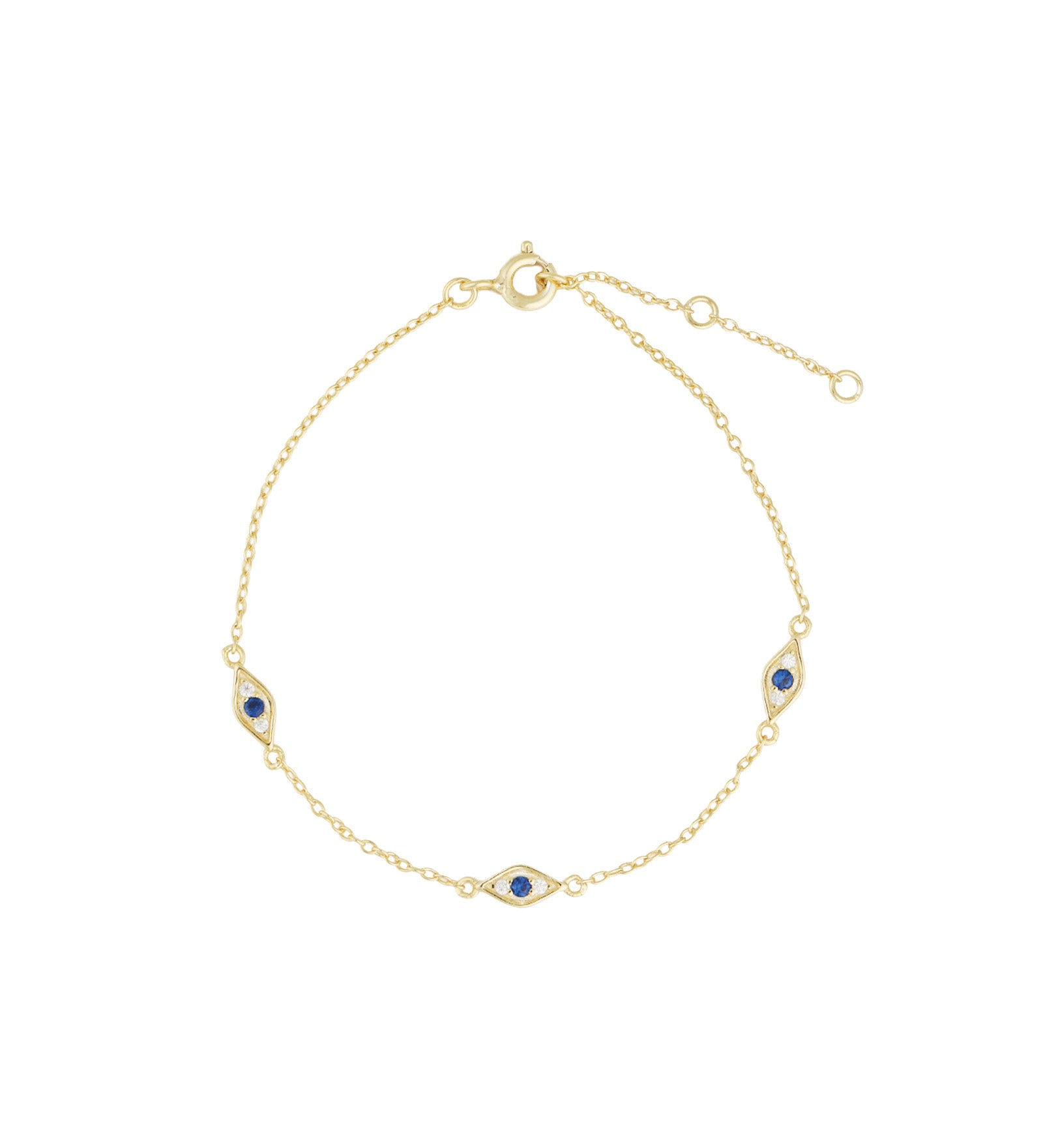 Quiet Icon-Evil Eye Station Bracelet-Bracelets-14k Gold Vermeil, Cubic Zirconia-Blue Ruby Jewellery-Vancouver Canada