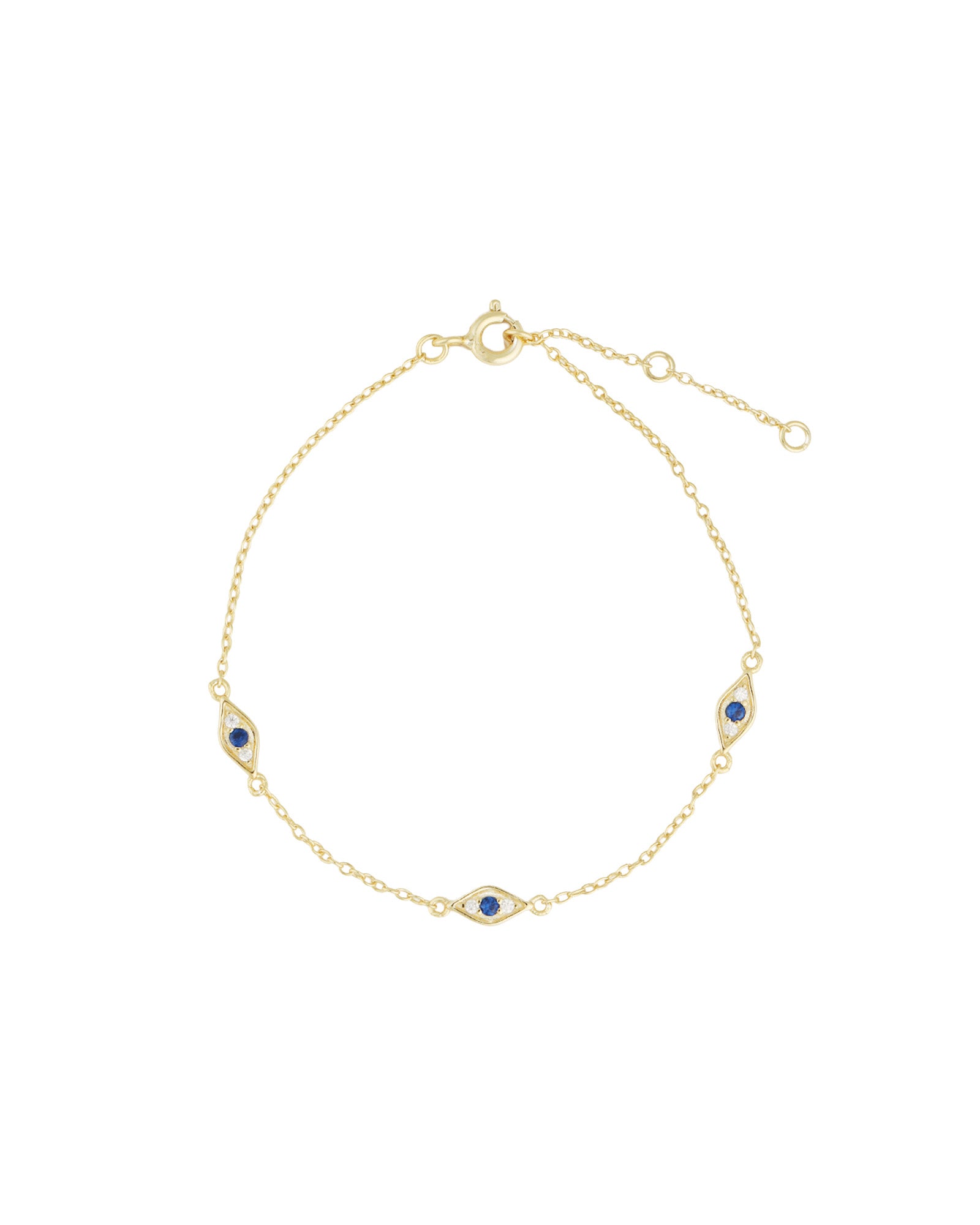 Quiet Icon-Evil Eye Station Bracelet-Bracelets-14k Gold Vermeil, Cubic Zirconia-Blue Ruby Jewellery-Vancouver Canada
