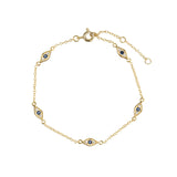 Quiet Icon-Evil Eye Station Bracelet-Bracelets-14k Gold Vermeil, Cubic Zirconia-Blue Ruby Jewellery-Vancouver Canada