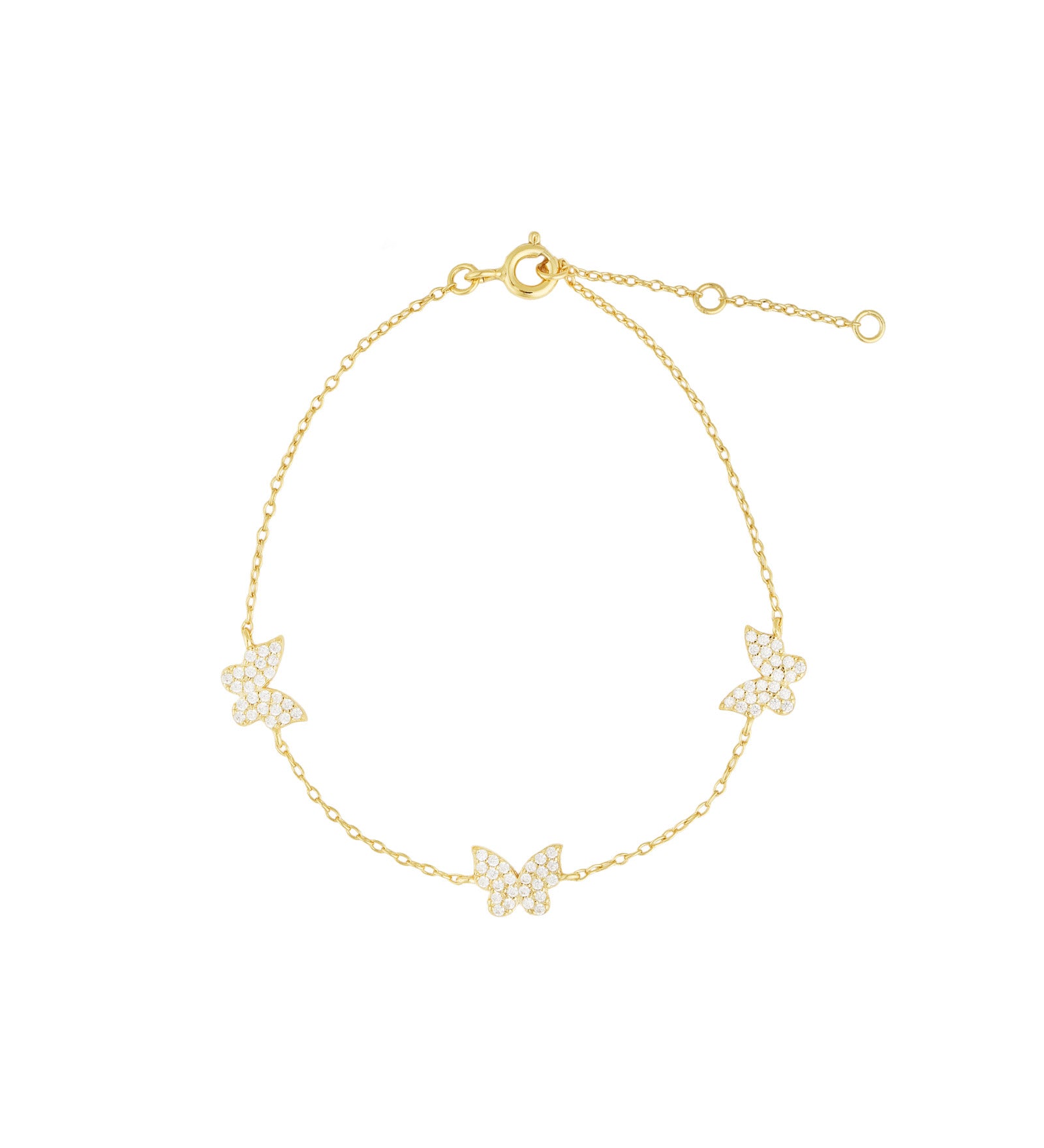 Quiet Icon-Butterfly Pavé Station Bracelet-Bracelets-14k Gold Vermeil, Cubic Zirconia-Blue Ruby Jewellery-Vancouver Canada