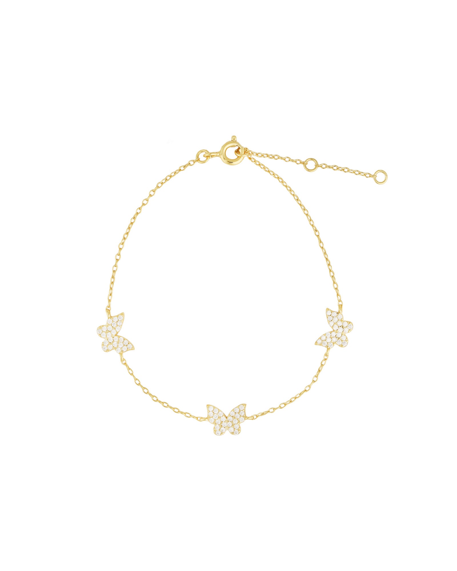 Quiet Icon-Butterfly Pavé Station Bracelet-Bracelets-14k Gold Vermeil, Cubic Zirconia-Blue Ruby Jewellery-Vancouver Canada