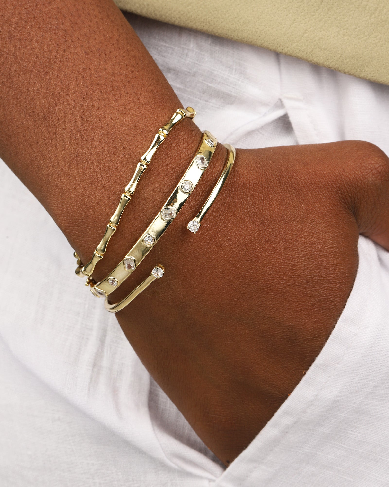 Quiet Icon-Bezel CZ Cuff-Bracelets-Blue Ruby Jewellery-Vancouver Canada