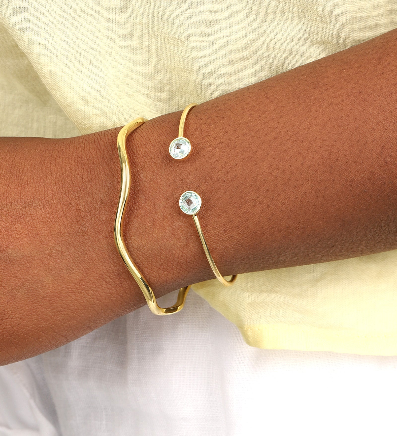 Quiet Icon-Duo CZ Round Cuff-Bracelets-Blue Ruby Jewellery-Vancouver Canada