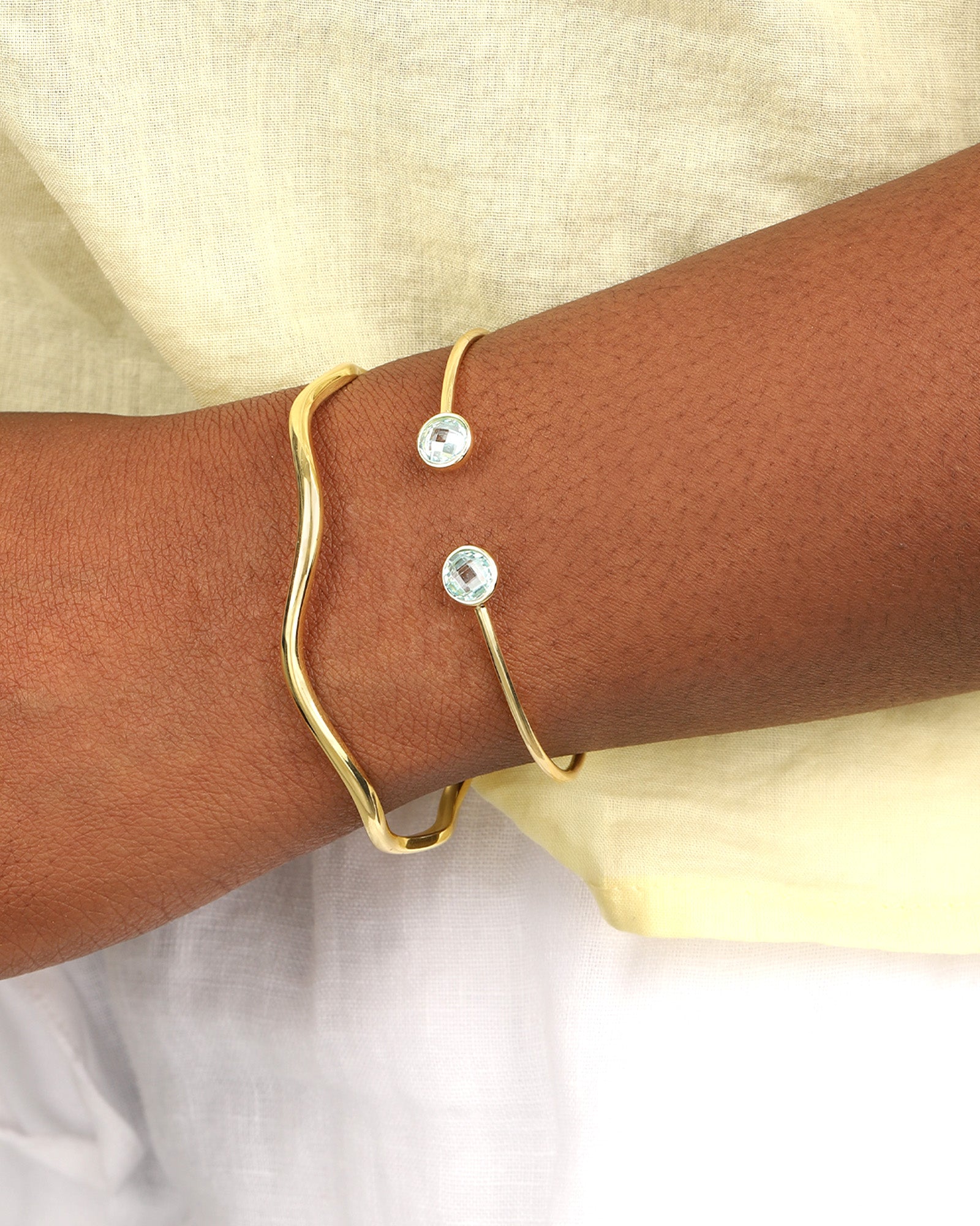 Quiet Icon-Duo CZ Round Cuff-Bracelets-Blue Ruby Jewellery-Vancouver Canada