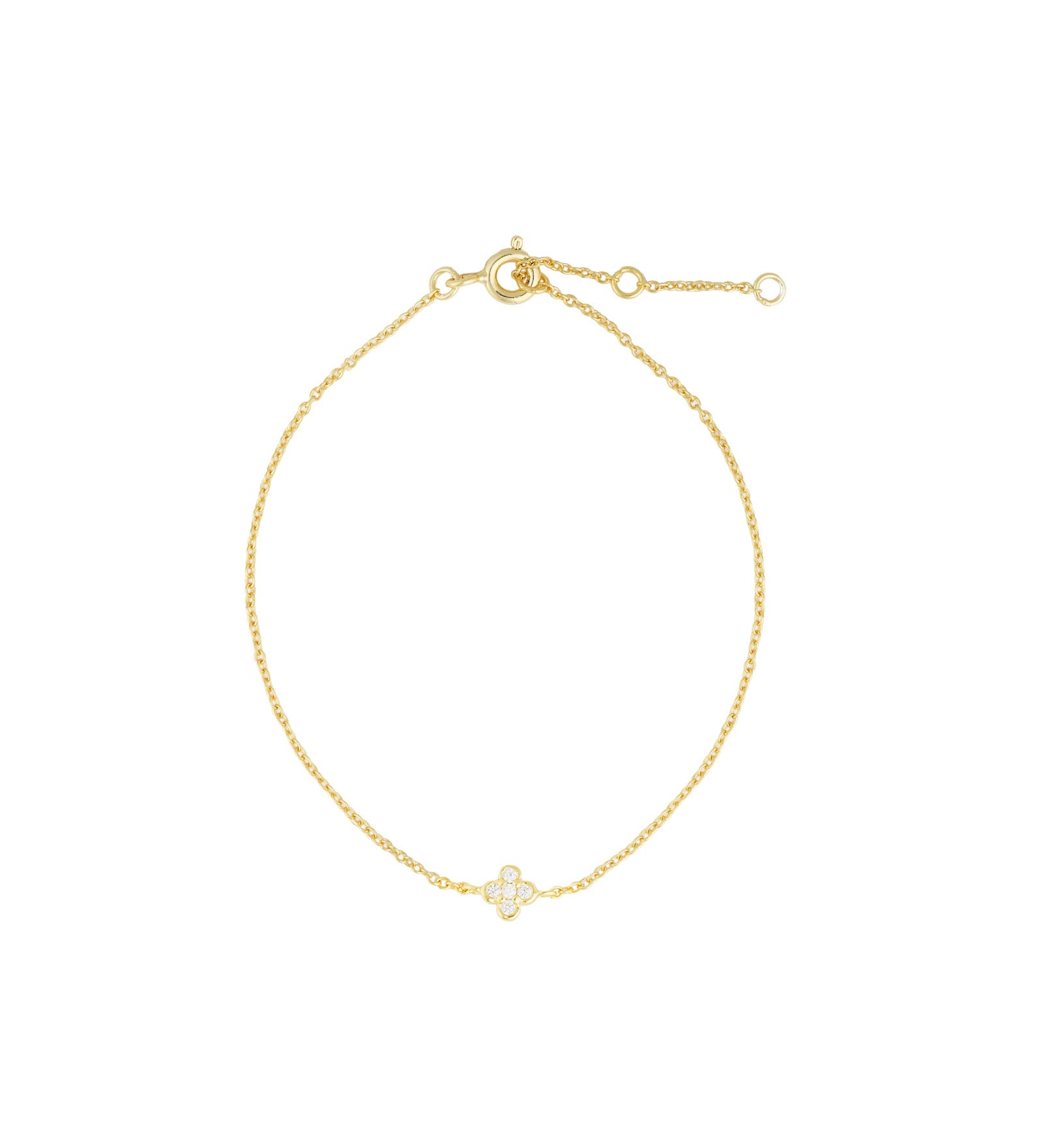 Quiet Icon-Petite Clover Bracelet-Bracelets-14k Gold Vermeil, Cubic Zirconia-Blue Ruby Jewellery-Vancouver Canada