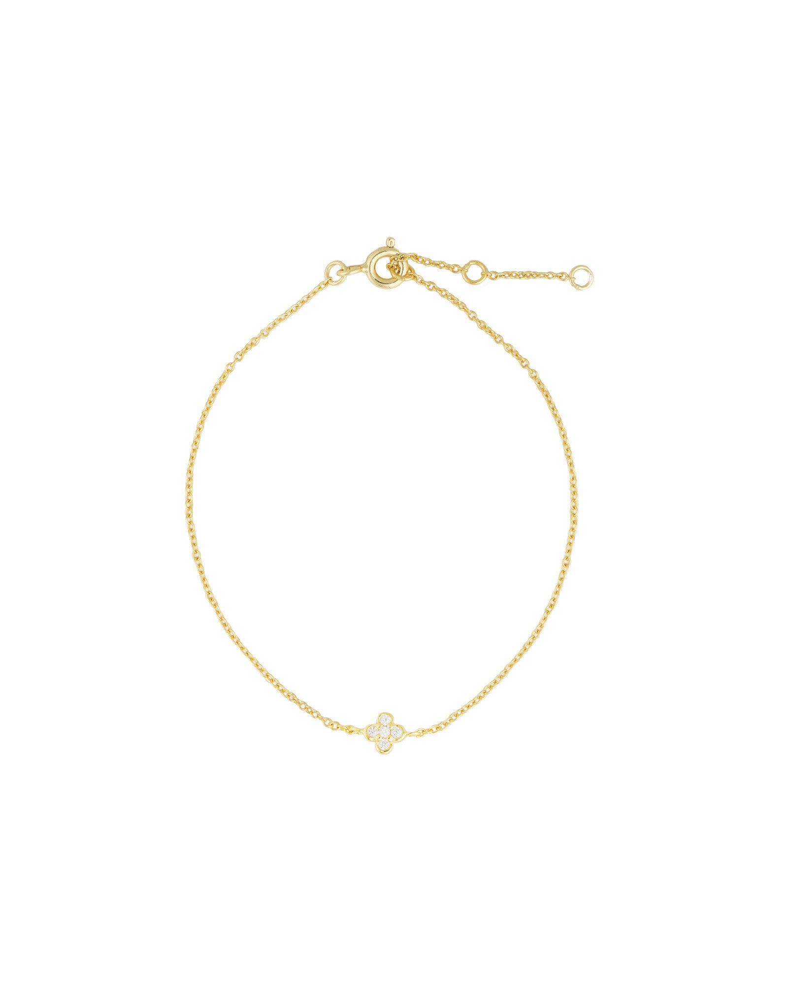 Quiet Icon-Petite Clover Bracelet-Bracelets-14k Gold Vermeil, Cubic Zirconia-Blue Ruby Jewellery-Vancouver Canada