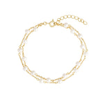 Quiet Icon-Double Row Pearl Station Bracelet-Bracelets-14k Gold Vermeil, White Pearl-Blue Ruby Jewellery-Vancouver Canada