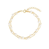 Quiet Icon-Double Row Pearl Station Bracelet-Bracelets-14k Gold Vermeil, White Pearl-Blue Ruby Jewellery-Vancouver Canada