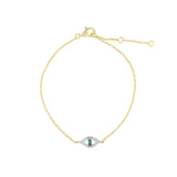 Quiet Icon-Emerald Cut Evil Eye Bracelet-Bracelets-14k Gold Vermeil, Rhodium Plated Sterling Silver, Cubic Zirconia-Blue Ruby Jewellery-Vancouver Canada