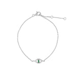 Quiet Icon-Emerald Cut Evil Eye Bracelet-Bracelets-Rhodium Plated Sterling Silver, Cubic Zirconia-Blue Ruby Jewellery-Vancouver Canada