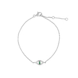 Quiet Icon-Emerald Cut Evil Eye Bracelet-Bracelets-Rhodium Plated Sterling Silver, Cubic Zirconia-Blue Ruby Jewellery-Vancouver Canada