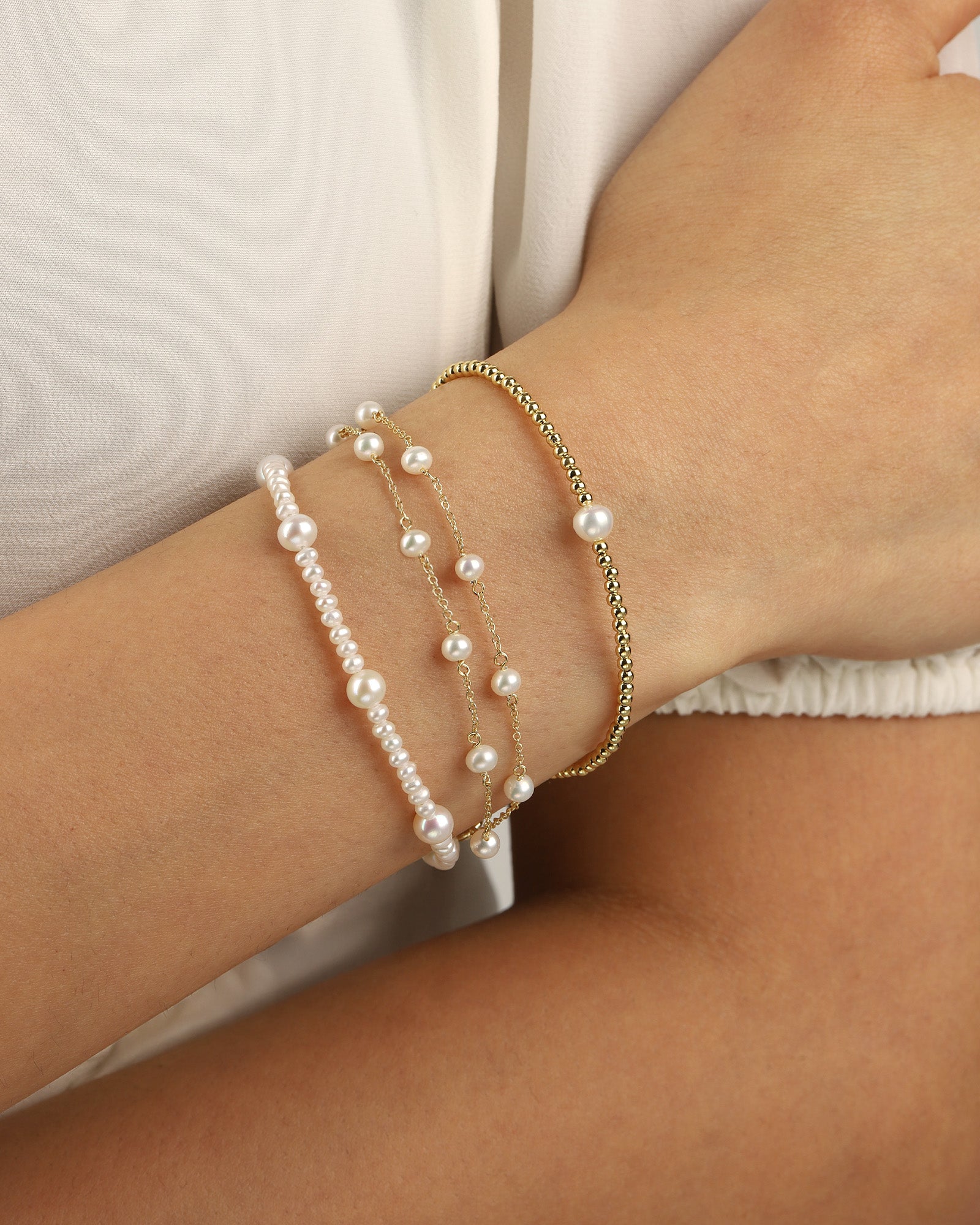 Quiet Icon-Solitaire Pearl Beaded Bracelet-Bracelets-Blue Ruby Jewellery-Vancouver Canada