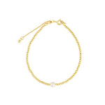 Quiet Icon-Solitaire Pearl Beaded Bracelet-Bracelets-14k Gold Vermeil, White Pearl-Blue Ruby Jewellery-Vancouver Canada