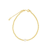 Quiet Icon-Solitaire Pearl Beaded Bracelet-Bracelets-14k Gold Vermeil, White Pearl-Blue Ruby Jewellery-Vancouver Canada