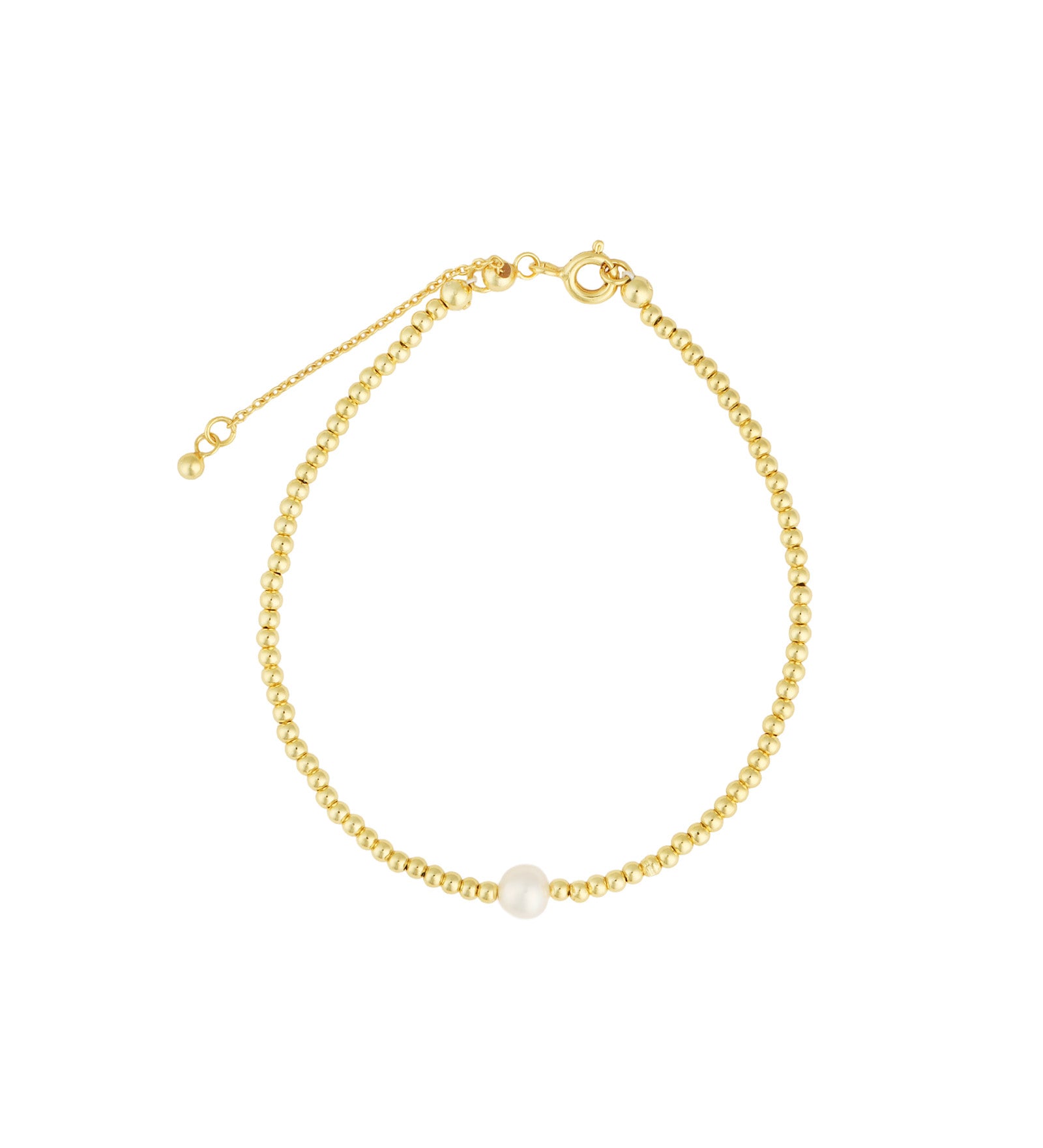 Quiet Icon-Solitaire Pearl Beaded Bracelet-Bracelets-14k Gold Vermeil, White Pearl-Blue Ruby Jewellery-Vancouver Canada