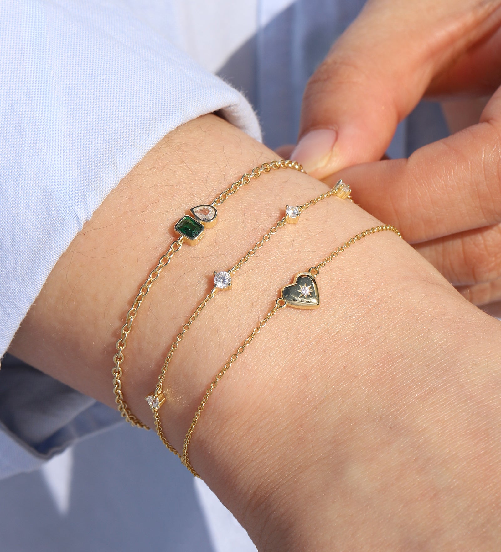 Quiet Icon-Starburst Heart Chain Bracelet-Bracelets-Blue Ruby Jewellery-Vancouver Canada