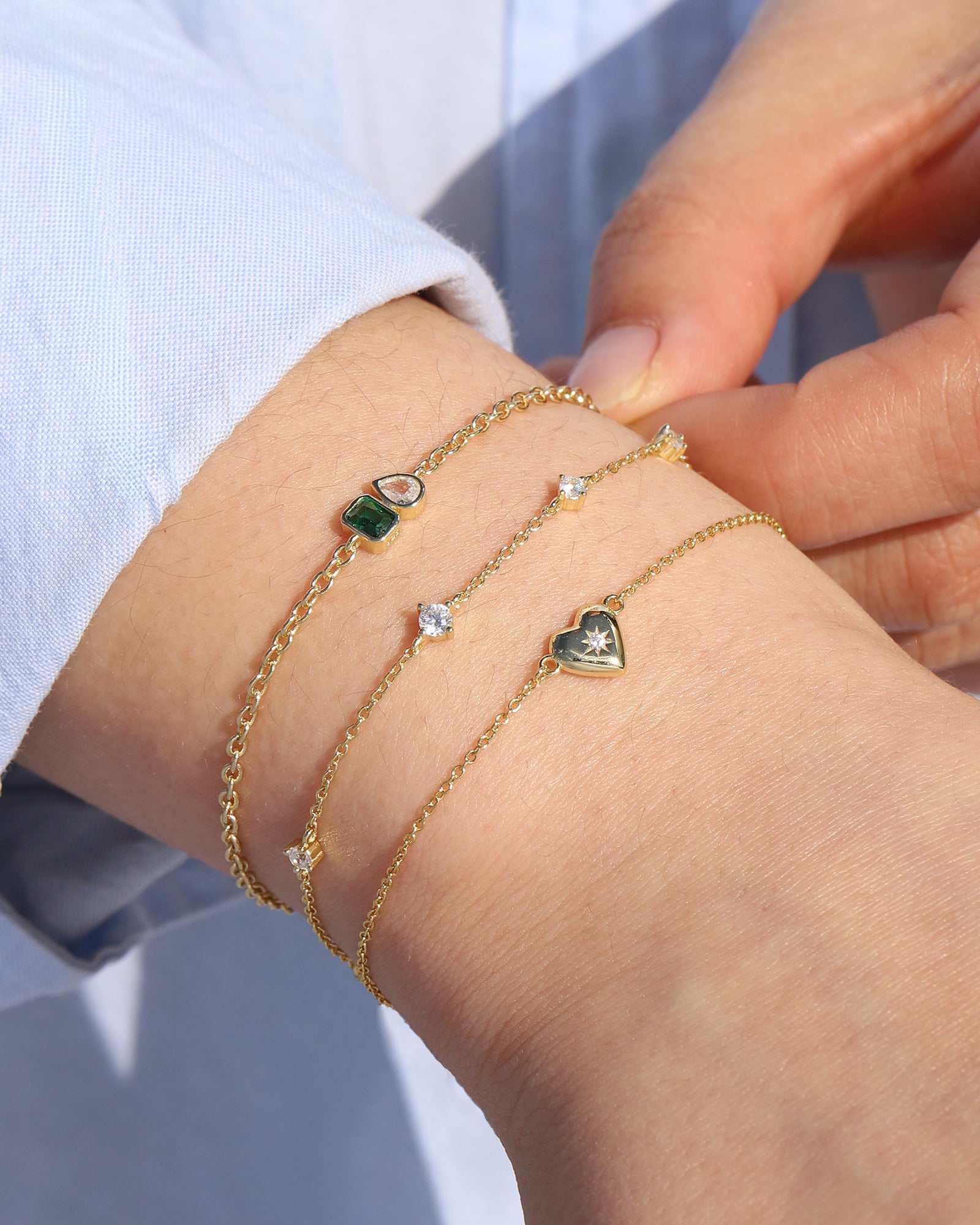 Quiet Icon-Starburst Heart Chain Bracelet-Bracelets-Blue Ruby Jewellery-Vancouver Canada