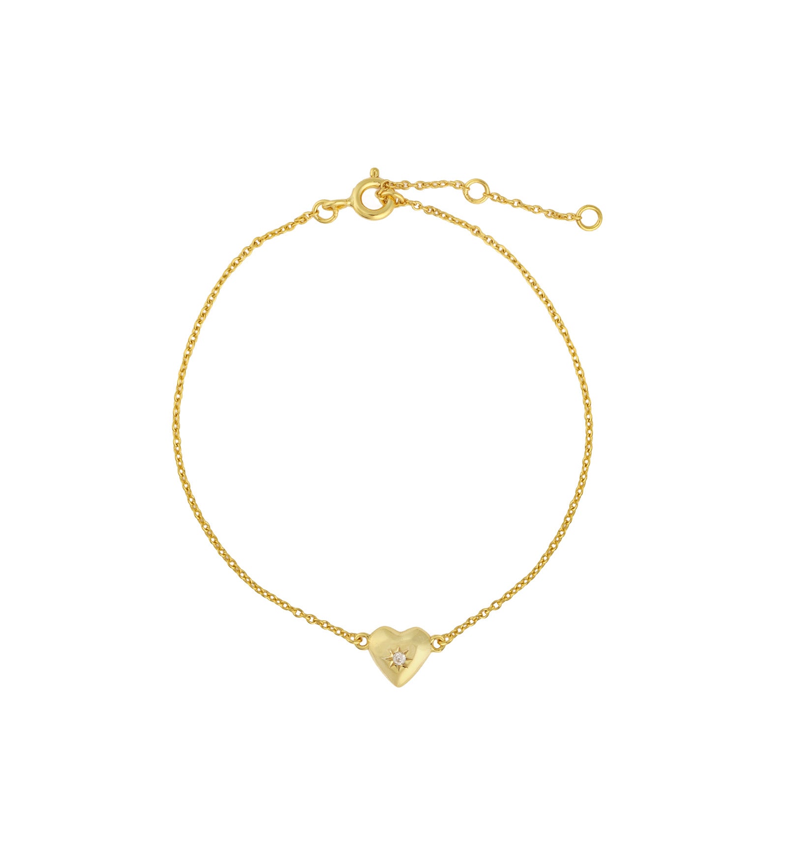 Quiet Icon-Starburst Heart Chain Bracelet-Bracelets-14k Gold Vermeil, Cubic Zirconia-Blue Ruby Jewellery-Vancouver Canada