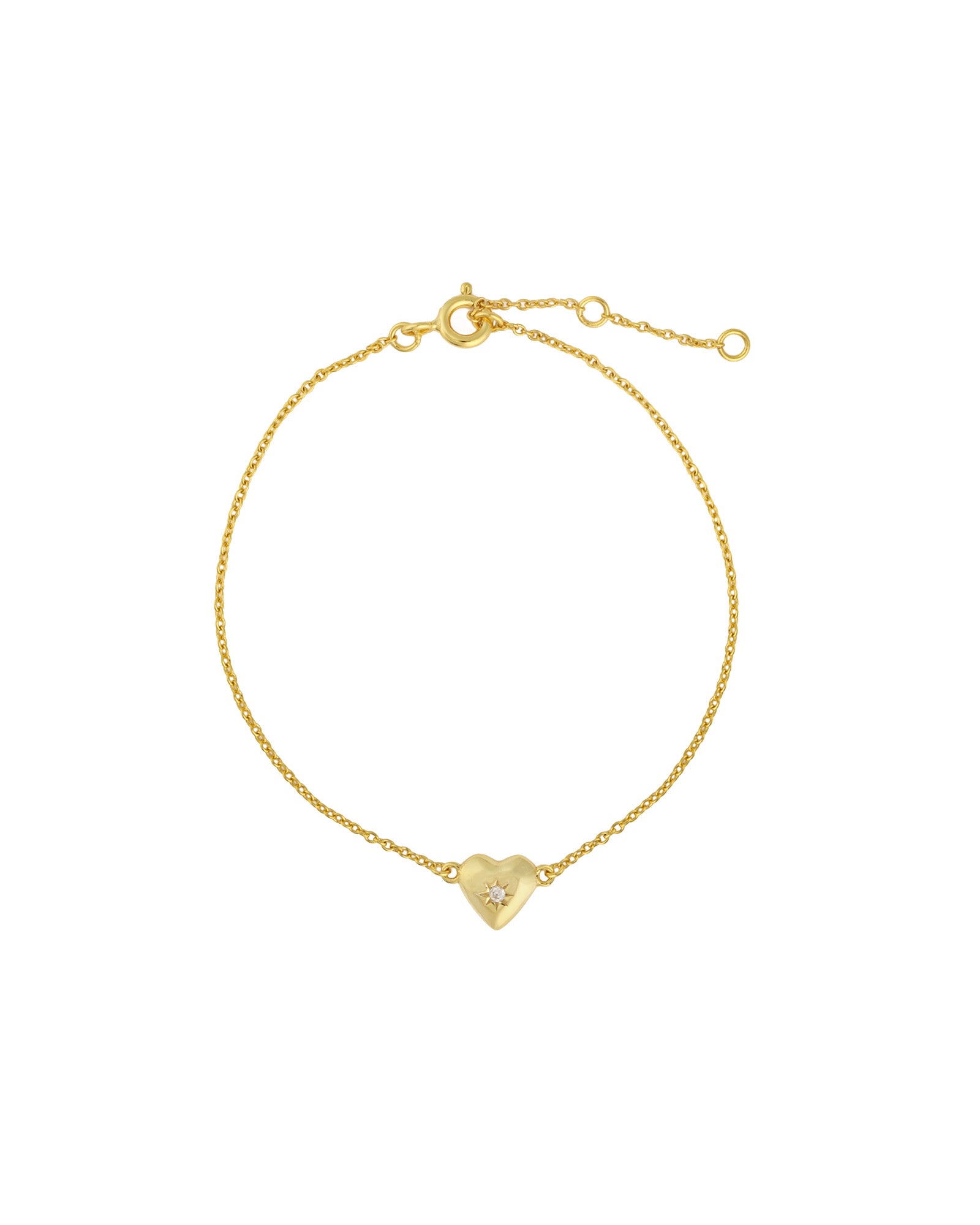 Quiet Icon-Starburst Heart Chain Bracelet-Bracelets-14k Gold Vermeil, Cubic Zirconia-Blue Ruby Jewellery-Vancouver Canada