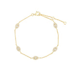 Quiet Icon-Pavé Evil Eye Station Bracelet-Bracelets-14k Gold Vermeil, Cubic Zirconia-Blue Ruby Jewellery-Vancouver Canada