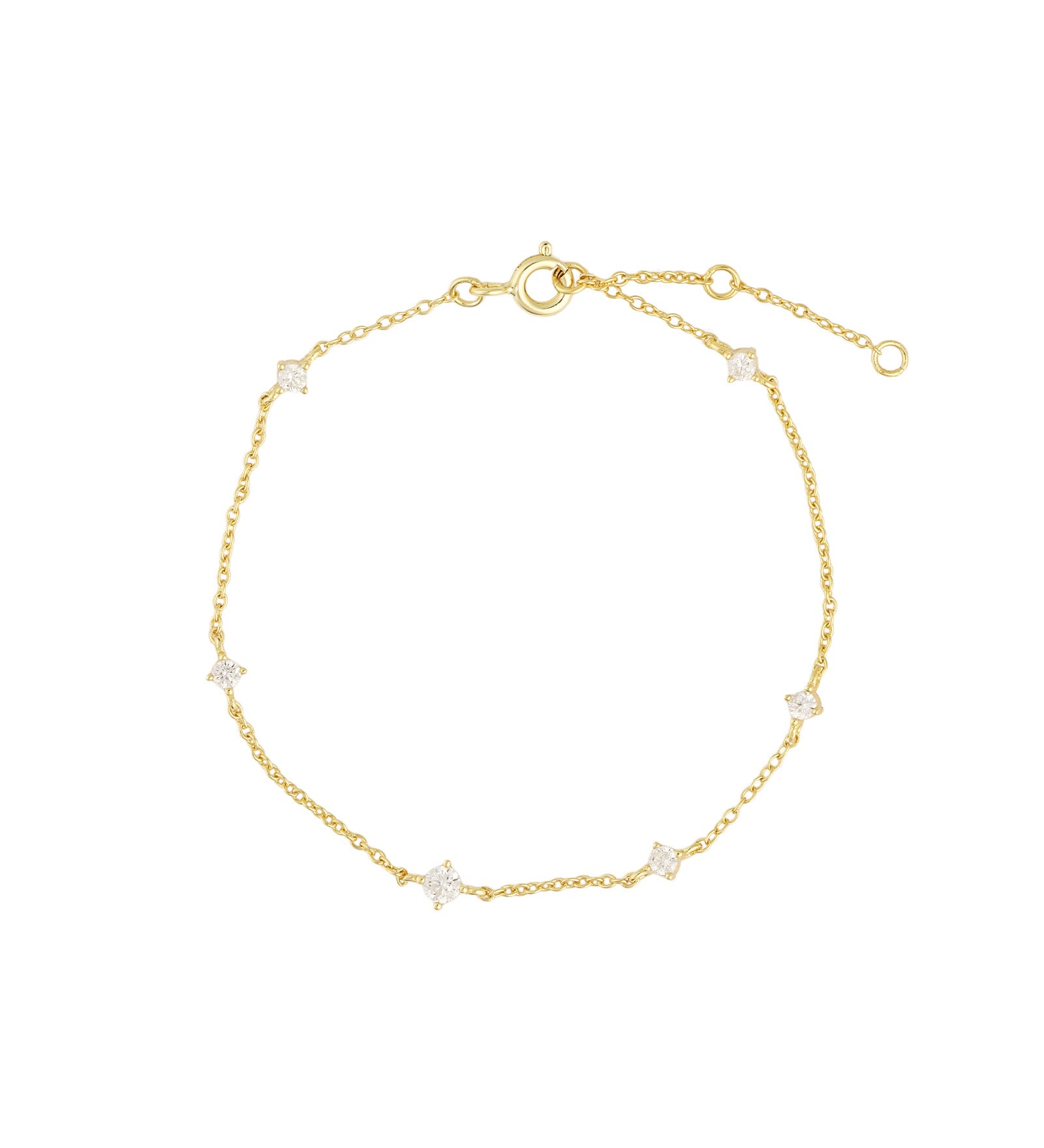 Quiet Icon-CZ Dot Chain Bracelet-Bracelets-14k Gold Vermeil, Cubic Zirconia-Blue Ruby Jewellery-Vancouver Canada