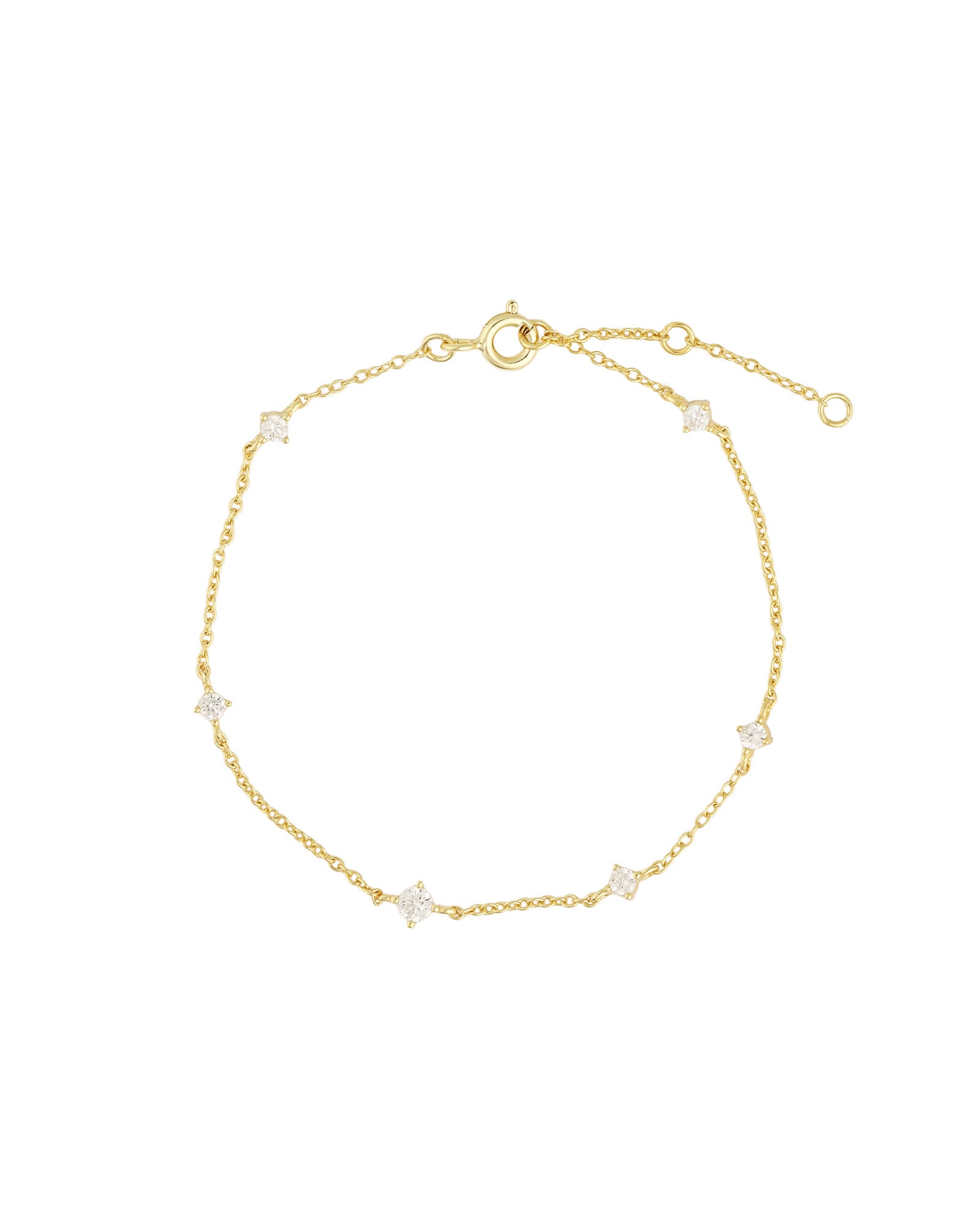 Quiet Icon-CZ Dot Chain Bracelet-Bracelets-14k Gold Vermeil, Cubic Zirconia-Blue Ruby Jewellery-Vancouver Canada