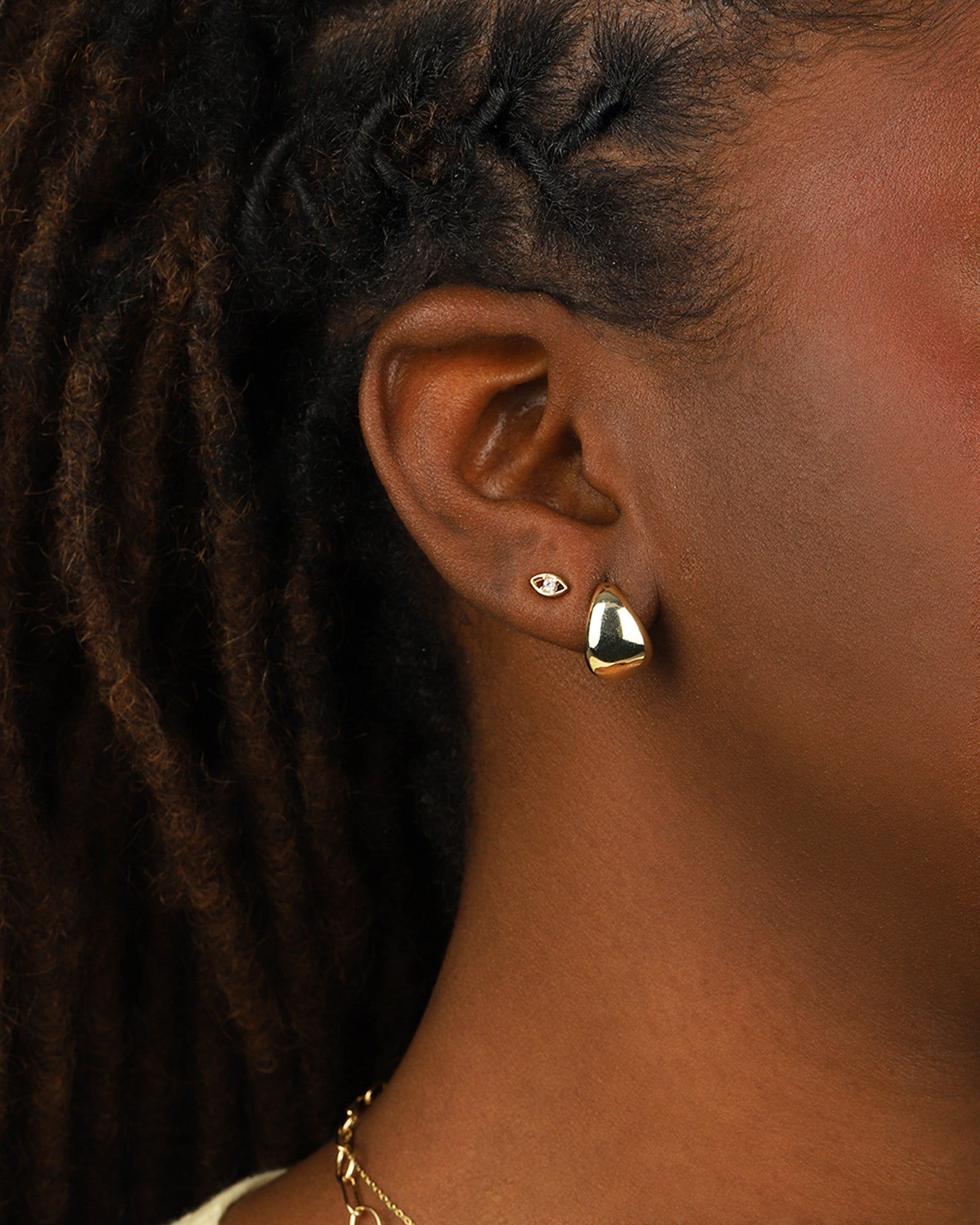 Quiet Icon-Evil Eye CZ Single Stud-Earrings-Blue Ruby Jewellery-Vancouver Canada