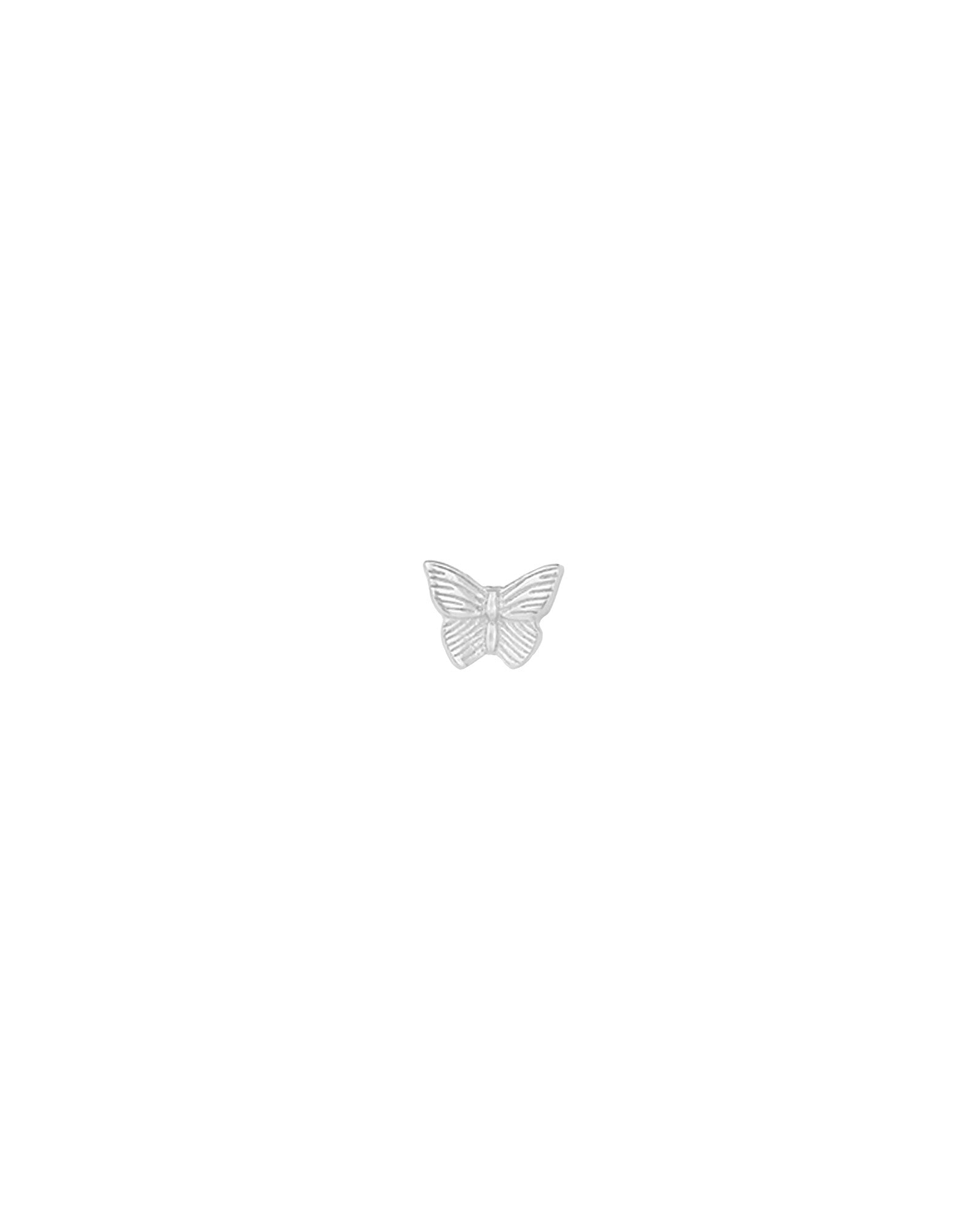 Quiet Icon-Small Butterfly Single Stud-Earrings-Rhdodium Plated Sterling Silver-Blue Ruby Jewellery-Vancouver Canada