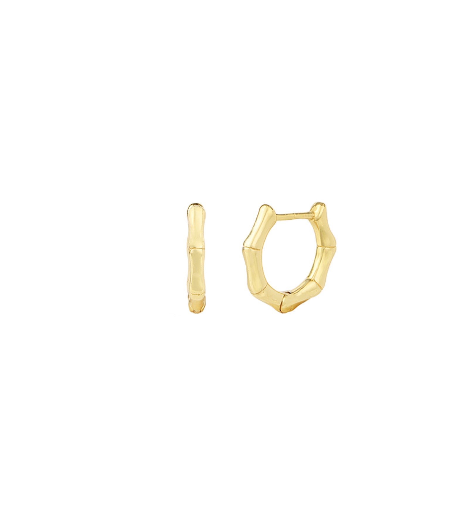Quiet Icon-Bamboo Huggie-Earrings-14k Gold Vermeil-Blue Ruby Jewellery-Vancouver Canada