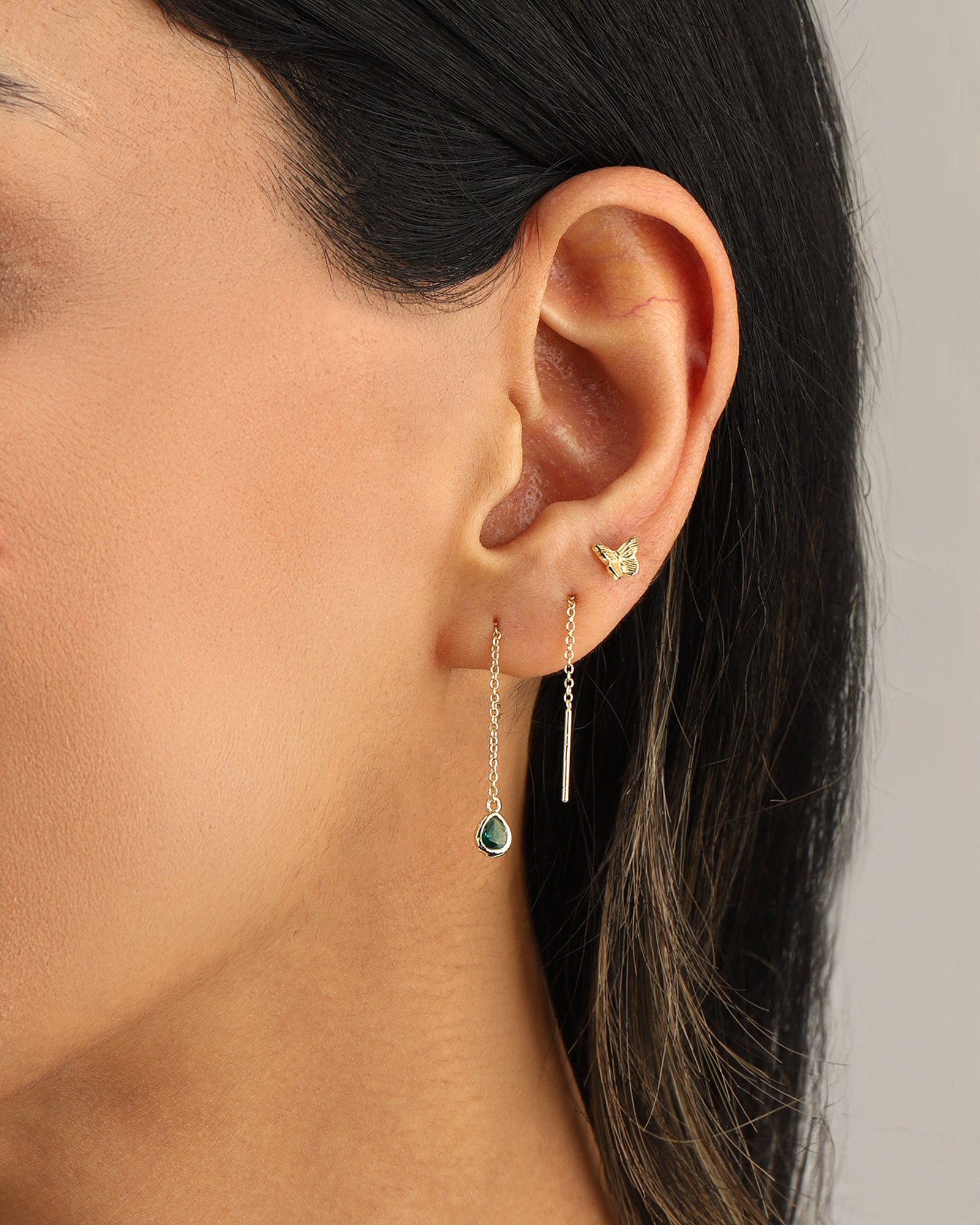 Quiet Icon-Teardrop Threader Earrings-Earrings-Blue Ruby Jewellery-Vancouver Canada