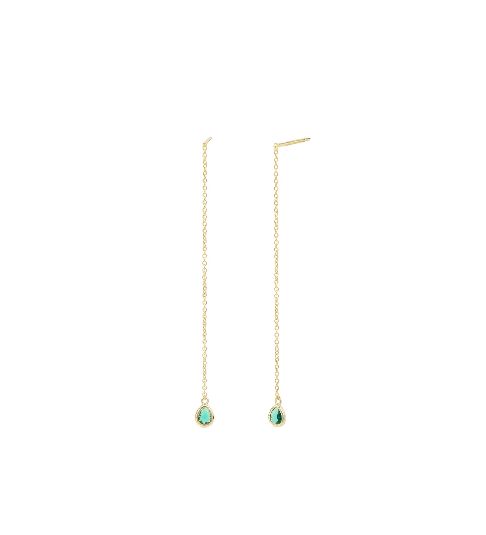 Quiet Icon-Teardrop Threader Earrings-Earrings-14k Gold Vermeil, Cubic Zirconia-Blue Ruby Jewellery-Vancouver Canada