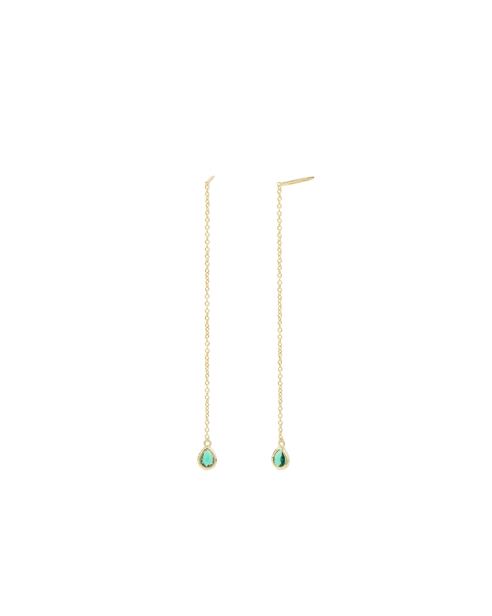 Quiet Icon-Teardrop Threader Earrings-Earrings-14k Gold Vermeil, Cubic Zirconia-Blue Ruby Jewellery-Vancouver Canada