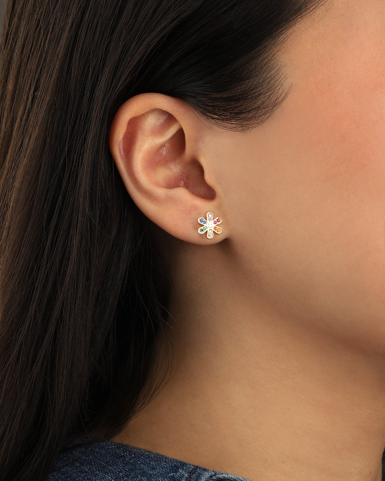 Quiet Icon-Rainbow Flower Studs-Earrings-Blue Ruby Jewellery-Vancouver Canada