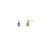 Quiet Icon-Teardrop Studs-Earrings-14k Gold Vermeil, Cubic Zirconia-Blue Ruby Jewellery-Vancouver Canada