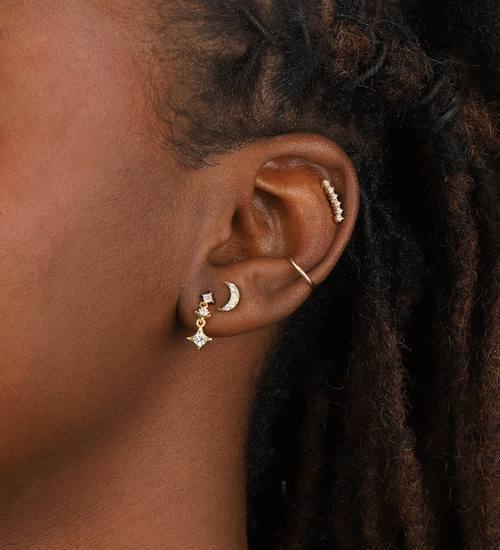 Quiet Icon-Luminous Star Trio Studs-Earrings-Blue Ruby Jewellery-Vancouver Canada