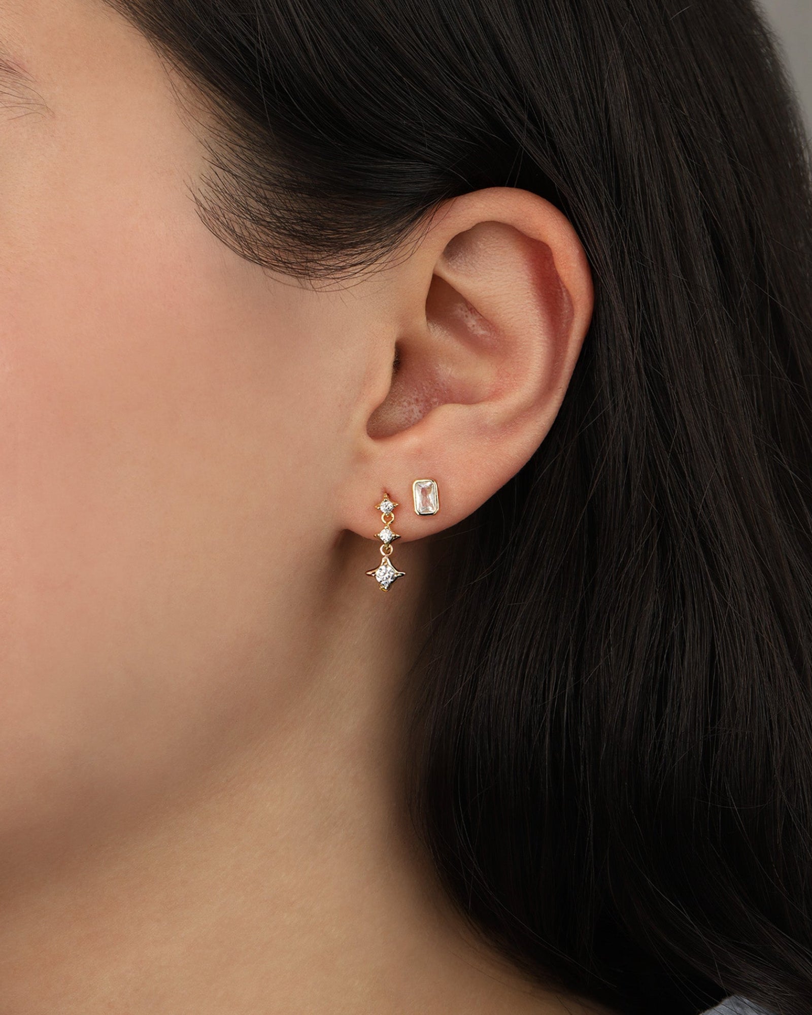 Quiet Icon-Luminous Star Trio Studs-Earrings-Blue Ruby Jewellery-Vancouver Canada