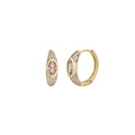 Quiet Icon-Marquise CZ Pavé Huggies-Earrings-14k Gold Vermeil, Cubic Zirconia-Blue Ruby Jewellery-Vancouver Canada