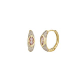Quiet Icon-Marquise CZ Pavé Huggies-Earrings-14k Gold Vermeil, Cubic Zirconia-Blue Ruby Jewellery-Vancouver Canada