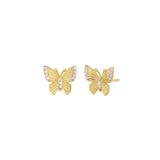 Quiet Icon-Glimmer Wing Studs-Earrings-14k Gold Vermeil, Cubic Zirconia-Blue Ruby Jewellery-Vancouver Canada