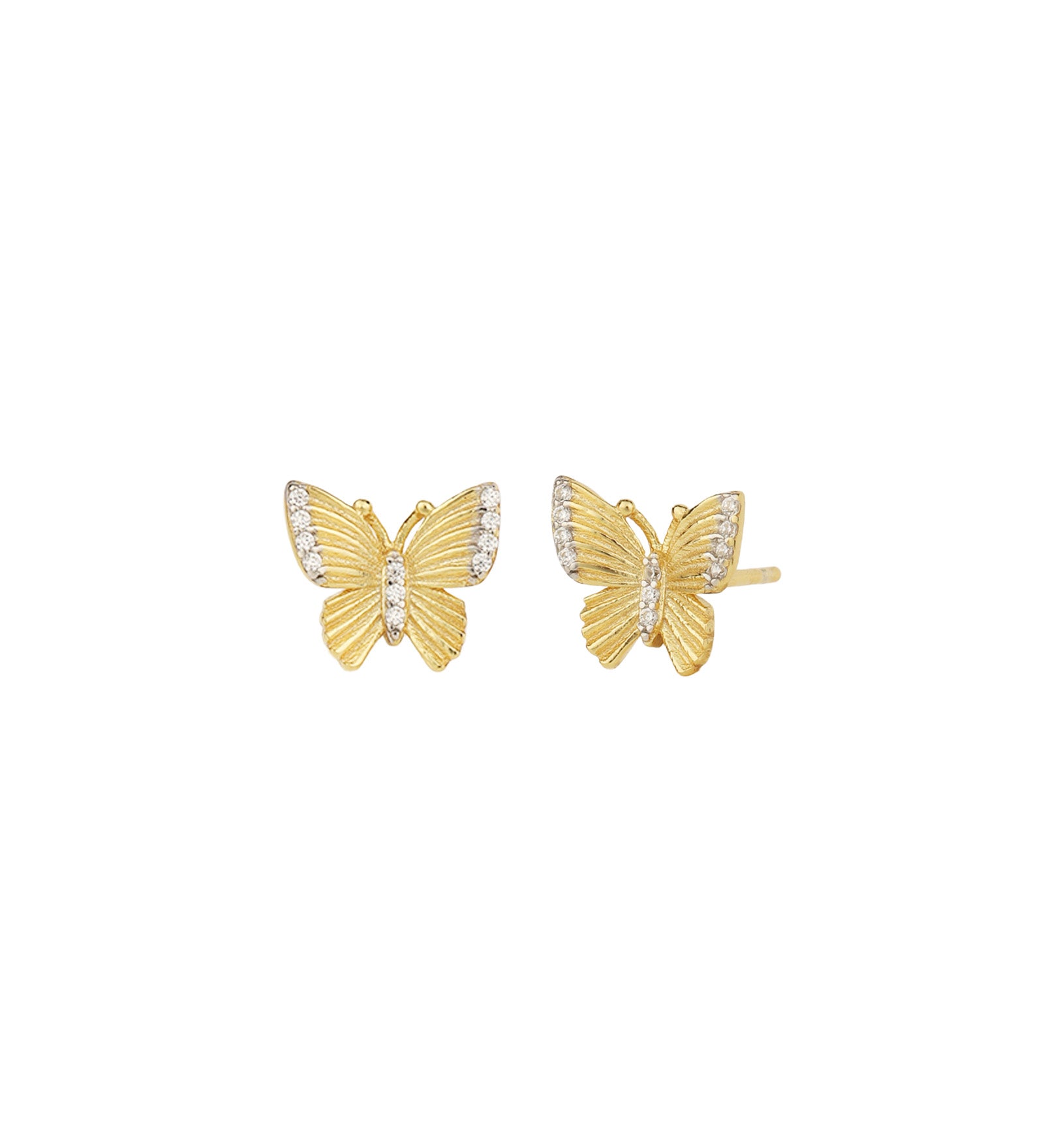 Quiet Icon-Glimmer Wing Studs-Earrings-14k Gold Vermeil, Cubic Zirconia-Blue Ruby Jewellery-Vancouver Canada