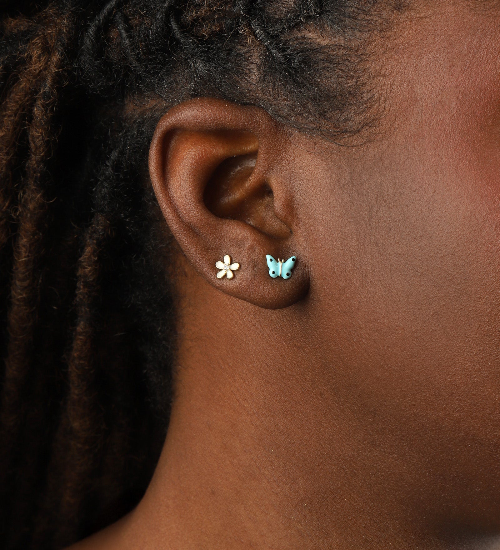 Quiet Icon-Enamel Butterfly Studs-Earrings-Blue Ruby Jewellery-Vancouver Canada