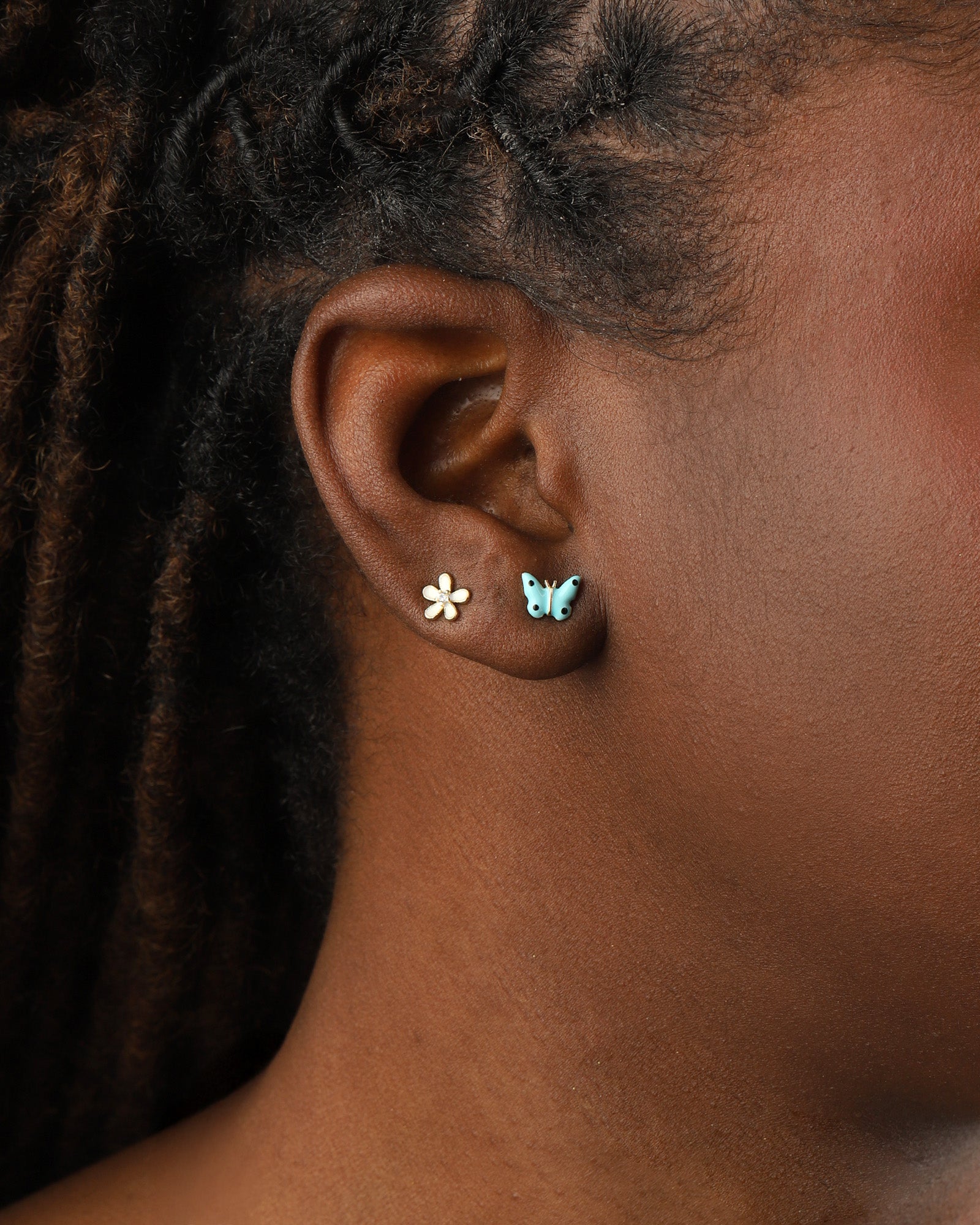 Quiet Icon-Enamel Butterfly Studs-Earrings-Blue Ruby Jewellery-Vancouver Canada