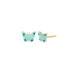 Quiet Icon-Enamel Butterfly Studs-Earrings-14k Gold Vermeil, Enamel-Blue Ruby Jewellery-Vancouver Canada